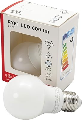 Ensemble d'ampoules led lumière du jour ikea ret e27 600 lumens 5000k, 2
