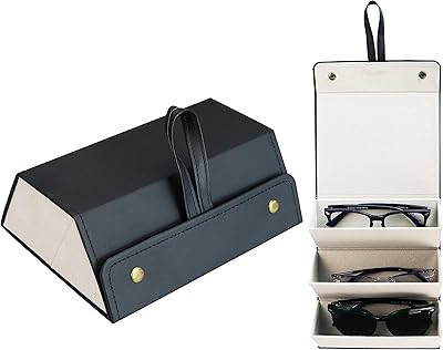 Organisateur de lunettes de soleil de voyage, pliable en cuir pu, multi-lunettes 3 emplacements, sac de rangement de lunettes portable pour femmes et hommes, support de lunettes suspendu (noir). DIAYTAR COTE D'IVOIRE est votre destination en ligne pour tout ce dont vous avez besoin, avec une sélection immense de produits de haute qualité. Nous nous efforçons de vous offrir une expérience d'achat en ligne confortable et sécurisée. Notre équipe est dédiée à vous fournir un service client exceptionnel.