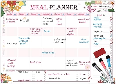 Cahier de planification de repas magnétique cloud4 avec liste de courses et section de stockage au congélateur. planificateur de menu mensuel effaçable à sec avec 3 marqueurs et gomme. En tant que boutique en ligne généraliste, Diaytar Côte d'Ivoire répond aux besoins diversifiés des consommateurs ivoiriens, qu'il s'agisse de produits pour la vie quotidienne ou de biens d'équipement. La boutique met l'accent sur la qualité et la fiabilité de ses produits, ainsi que sur la satisfaction de ses clients, en leur offrant des garanties de retour et d'échange flexibles. Diaytar Côte d'Ivoire est considérée comme un partenaire fiable pour les marques et les consommateurs, en leur offrant une plateforme de commerce électronique sécurisée et efficace.