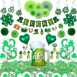 Décorations de la saint-patrick pour les fêtes irlandaises - comprend des tourbillons suspendus, des éventails en papier, une bannière porte-bonheur, une décoration de gâteau, des pompons, des confettis et des ballons. En tant que boutique en ligne généraliste, DIAYTAR COTE D'IVOIRE attire une large clientèle due à sa diversité de produits et à ses prix abordables. Les clients peuvent trouver des produits allant des articles ménagers aux accessoires de mode, en passant par les équipements électroniques, tous disponibles en un seul endroit. Cette commodité, combinée à la grande sélection de plus de 300 000 références, fait de DIAYTAR COTE D'IVOIRE le choix idéal pour les achats en ligne en Côte d'Ivoire.