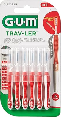Brosse anti-tartre gam trav-lear - brosse interdentaire - rouge - manche flexible