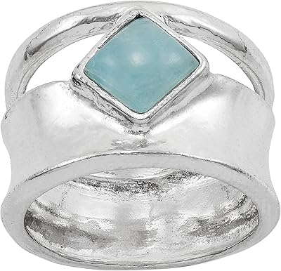 Bague aigue-marine marine life en argent sterling
