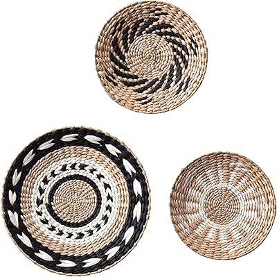 Lot de 3 paniers muraux boho panier tissé en jonc de mer