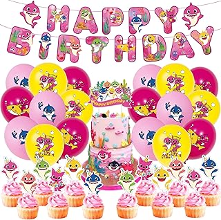Coin de fête - décorations de fête d'anniversaire bébé requin pour filles