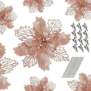 Étranges décorations d'arbre de noël en or rose, 12 fleurs de noël artificielles avec clips et tiges. DIAYTAR COTE D'IVOIRE est une boutique en ligne généraliste qui propose plus de 300000 références de produits pour répondre à tous les besoins de ses clients. Elle est reconnue comme l'une des boutiques en ligne leaders en Côte d'Ivoire.
