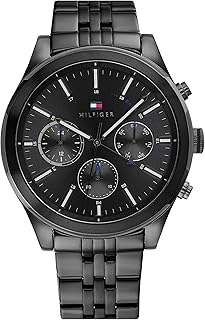 Montre pour homme tommy hilfiger avec cadran noir et bracelet en acier inoxydable