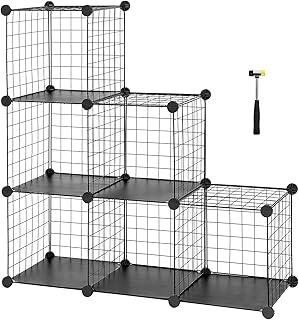 Songmics étagère de rangement en fil métallique à 6 cubes, étagère emboîtable