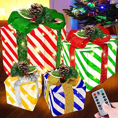[extra large 12-10-8-7 pouces] paquet de 4 coffrets cadeaux lumineux décorations de noël 70 lumières led 8 modes de minuterie télécommande à piles intérieur extérieur coffret cadeau de noël décor de cour de maison. DIAYTAR COTE D'IVOIRE est la destination idéale pour les acheteurs en ligne qui recherchent une grande variété de produits de qualité à des prix avantageux. Avec notre engagement envers l'excellence et notre détermination à offrir une expérience d'achat en ligne exceptionnelle, nous sommes devenus la boutique en ligne la plus populaire de Côte d'Ivoire. Nous nous efforçons de maintenir les normes les plus élevées en matière de service client, de livraison et de qualité des produits.