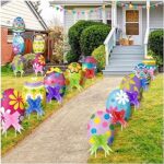 Panneaux de cour d'oeufs de pâques - 10 pièces décorations de cour ondulées