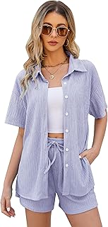 Ensemble deux pièces décontracté pour femme y2k, chemise de nuit courte plissée boutonnée
