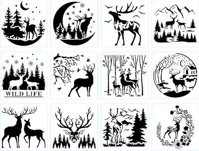 12 pièces pochoir de cerf, pochoir de peinture de cerf de montagne