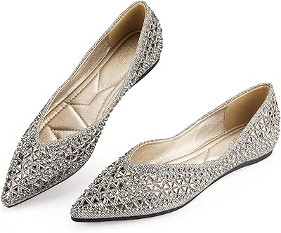 Chaussures plates pour femmes strass tête pointue ballet plat confortable semelle intérieure