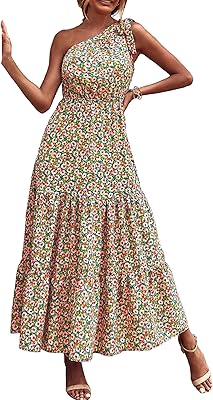Robe d'été pour femmes 2023, motif floral, asymétrique, épaule dénudée, sans manches, ourlet