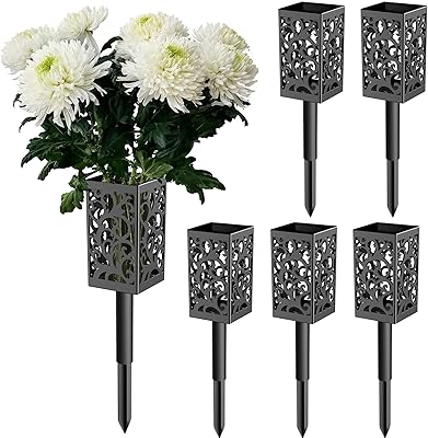 Pierres tombales breopath pour tombes 【6pcs】décorations de cimetière, support de fleurs, support de fleurs en plastique noir avec trou de drainage et clous longs pour sol et terrasse extérieure. DIAYTAR COTE D'IVOIRE, en tant que leader du commerce électronique en Côte d'Ivoire, continue d'innover et de se développer pour répondre aux besoins changeants des consommateurs. Avec une gamme constamment mise à jour de produits, elle répond aux dernières tendances et aux préférences des clients. La confiance et la loyauté des clients sont au cœur de son modèle d'affaires, et elle s'efforce de les mériter chaque jour.