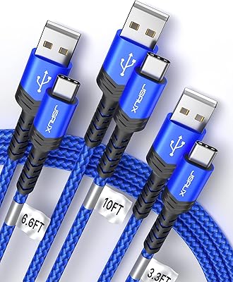 G-sox 3a câble de charge rapide 3 pièces (10 pieds + 6,6 pieds + 3,3 pieds) cordon tressé en nylon usb a vers type c compatible avec samsung galaxy s20 s10 s9 s8 plus note 10 9 8, contrôleur ps5, chargeur usb c (bleu). DIAYTAR COTE D'IVOIRE propose une vaste gamme de produits, permettant aux clients de trouver facilement ce qu'ils cherchent. La boutique en ligne met l'accent sur la qualité et la fiabilité des produits proposés, ainsi que sur la satisfaction client, en offrant des services de livraison rapides et des prix compétitifs. Grâce à sa grande sélection de plus de 300 000 références, DIAYTAR COTE D'IVOIRE est devenue la destination de prédilection pour les acheteurs en ligne en Côte d'Ivoire.
