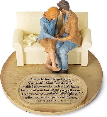 Sculpture en pierre moulée de 6" x 45" représentant un mari en prière