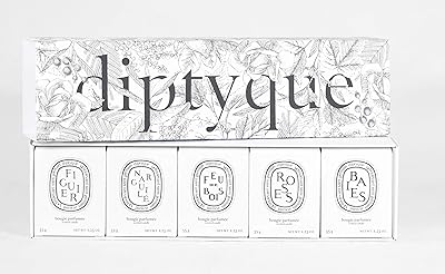 Coffret diptyque de cinq bougies parfumées - bice, roses, viguère, faux de bois