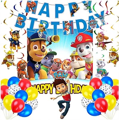 Décorations d'anniversaire highland paw patrol - bannière joyeux anniversaire paw patrol, toile