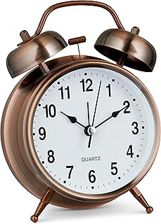 Bernhard products réveil analogique double cloche rétro en laiton métal 4 pouces son