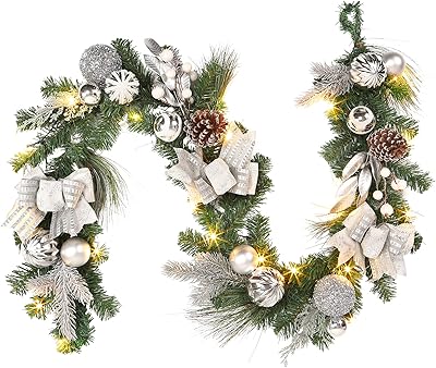 Couronne de noël pré-éclairée ading de 6 pieds avec lumières en rotin vert