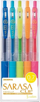 Zebra sarasa clip 0.7, lot de 5 couleurs (jjb15-5ca)