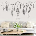 Autocollant mural imperméable amovible en forme de plume noire pour chambre à coucher