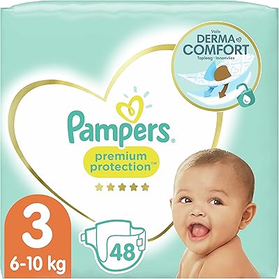 Pampers premium protection taille 3, 50 couches, 6kg - 10kg - paquet