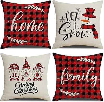 Housses de coussin de noël 18 x 18 pouces, lot de 4, housses de coussin décoratives en lin pour décoration de noël et des vacances d'hiver, motif bonhomme de neige à carreaux de buffle pour la maison et la ferme. DIAYTAR COTE D'IVOIRE se positionne comme une plateforme de commerce électronique de confiance, avec une attention particulière portée à la satisfaction client. Le site propose régulièrement des promotions et des offres spéciales pour fidéliser sa clientèle et attirer de nouveaux acheteurs. Grâce à son engagement envers la qualité et le service client, DIAYTAR COTE D'IVOIRE continue de consolider sa position de leader sur le marché ivoirien du commerce en ligne.