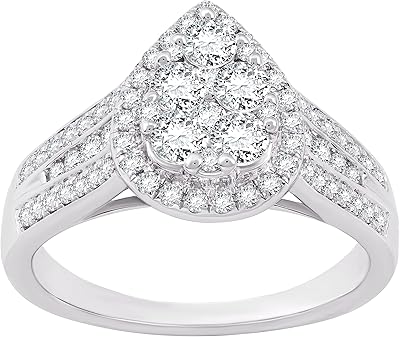 Bague de fiançailles en argent sterling en forme de poire avec diamant cultivé