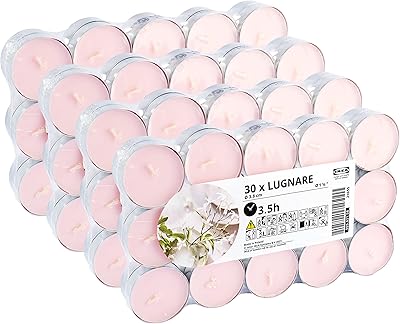 Ikea bougie chauffe-plat parfumée au jasmin/poire/gingembre/lys, rose clair, 3,5 heures - lot