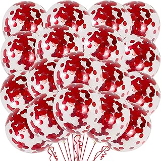 Party time - 15 pièces ballons confettis rouges pour la saint-valentin ballons coeur
