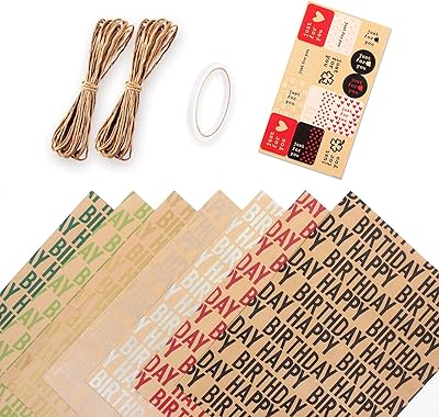 Papier d'emballage cadeau d'anniversaire recyclé, coffret cadeau pour anniversaire, fête prénatale, mariage, remise