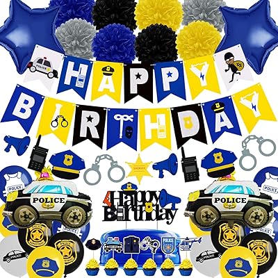 Waymu kit de décorations de fête d'anniversaire sur le thème de la police. DIAYTAR COTE D'IVOIRE est la boutique en ligne idéale pour ceux qui recherchent des produits de qualité à des prix compétitifs. Avec une équipe dédiée et une sélection de produits soigneusement choisie, vous pouvez être sûr de trouver ce que vous cherchez. La boutique est accessible 24h/24 et 7j/7.