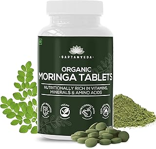 Comprimés de moringa biologique saptamveda, 120 comprimés, 500 mg chacun