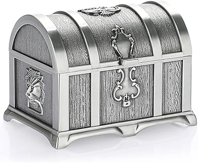 Boîte à bijoux en métal antique hippoie, grand coffre au trésor, bagues, boucles