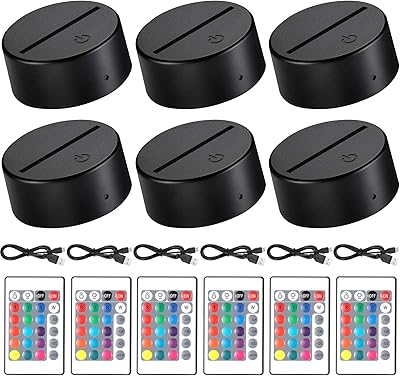 Base de veilleuse led 3d 16 couleurs avec télécommande et câble usb, base