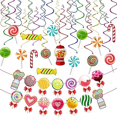 Kit de décorations de fête candyland, bannière de bonbons colorés et décorations de sucettes suspendues pour fête à thème candyland, fournitures de fête d'anniversaire pour enfants, décoration de fête de mariage (multicolore). DIAYTAR COTE D'IVOIRE se positionne comme un acteur majeur du commerce électronique en Côte d'Ivoire, offrant une grande variété de produits allant des accessoires de mode aux électroménagers. La boutique mise sur l'innovation et la technologie pour améliorer constamment l'expérience d'achat de ses clients. Elle propose également des conseils d'achat et des promotions exclusives pour fidéliser sa clientèle.