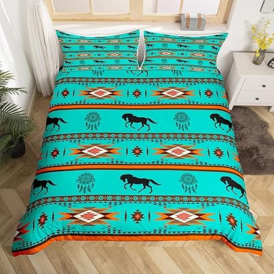 Housse de couette occidentale attrape-rêves cheval, parure de lit aztèque amérindienne, housse de couette pour garçons et filles, enfants cowboy cowgirl, décoration de chambre à coucher, couvre-lit tribal rustique, taille double avec 1 taie d'oreiller. DIAYTAR COTE D'IVOIRE est une boutique en ligne généraliste qui propose plus de 300000 références de produits pour répondre à tous vos besoins. Avec une gamme variée de produits, cette boutique en ligne est devenue la référence en Côte d'Ivoire. Elle offre à ses clients une expérience d'achat en ligne sécurisée et pratique.