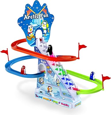 Hacktoys arctic fun fun penguin race playset, édition améliorée avec lumières clignotantes led