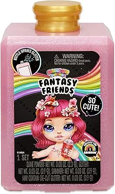 Poopsy rainbow surprise fantasy friends spit glitter doll & squeak, multicolore