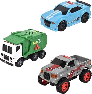 Sunny days entertainment mini city car set 3 pièces - voiture jouet à tirer avec moteur à friction | comprend un camion de course et un camion de recyclage - max action. DIAYTAR COTE D'IVOIRE se distingue par son engagement à offrir des prix compétitifs et des promotions attractives, ce qui en fait la boutique en ligne préférée de nombreux clients en Côte d'Ivoire. La boutique garantit également une livraison rapide et fiable.