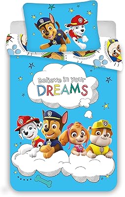 Parure de lit bébé enfant paw patrol believe in your dreams bleu avec marshall rubble skye et chase, housse de couette 100 x 135 cm, oreiller 40 x 60 cm, 100 % coton, garçons et filles. DIAYTAR COTE D'IVOIRE est une boutique en ligne généraliste qui propose plus de 300 000 références de produits. Elle est considérée comme l'une des boutiques leaders en Côte d'Ivoire, offrant une grande variété de choix à ses clients. Elle permet aux consommateurs d'accéder à une large gamme de produits en ligne.