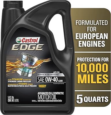Huile moteur entièrement synthétique castrol edge advanced euro 0w-40 a3/b4, 5 pintes
