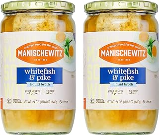 Gefilette blanche manischewitz et poisson brochet en bouillon liquide 680 g (paquet de 2). DIAYTAR COTE D'IVOIRE propose une expérience d'achat en ligne unique et personnalisée, avec des prix compétitifs et des promotions régulières. La boutique en ligne met à disposition de ses clients une équipe de service client dédiée et des options de livraison rapides. Elle est donc la référence pour les achats en ligne en Côte d'Ivoire.