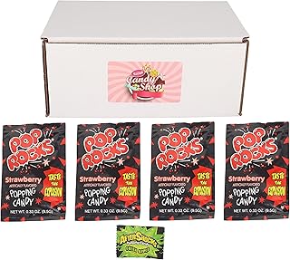 Pack de 4 bonbons pop rocks popping + pack gratuit d'after shocks (fraise)