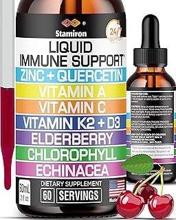 Liquide de soutien immunitaire avec vitamine c, d3, quercétine de zinc avec vitamine a, k2, échinacée, chlorophylle et canneberge - complexe de gouttes 9 en 1 pour la défense immunitaire et la santé respiratoire - 60 portions. La boutique en ligne DIAYTAR COTE D'IVOIRE met en avant son engagement envers la qualité et la fiabilité, sélectionnant des produits qui répondent aux normes les plus élevées. Elle propose également des services de paiement sécurisés pour une expérience d'achat en ligne sans souci. Cela fait d'elle une destination de confiance pour les consommateurs de la région.