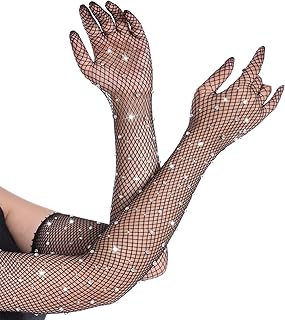 Gants longs en résille noirs pour femmes et filles des années