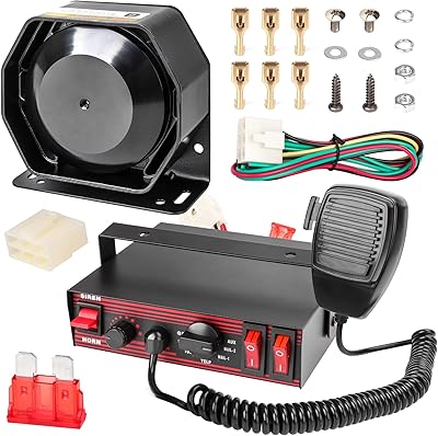 Sirène de police alarme d'urgence 8 tonalités avec microphone portable 12v 200w