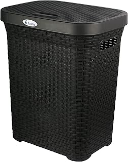Panier à linge scoop avec couvercle, capacité 50 litres, noir