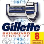 Rasoirs sensibles gillette skinguard pour hommes, paquet de 8 lames rechargeables avec tondeuse